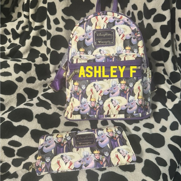 Villains disney parks Backpack and Wallet Set heart logo